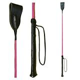Riding Crop for Horse (Fuchsia) (27 Inch) Fiberglass Shaft with Leather Double Slapper