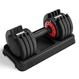 BUXANO Adjustable Dumbbell 55LB Single Dumbbells Weight, 5 in 1 Weight Dumbbell with Non-Slip Handle,Ideal for Home Gym Workouts