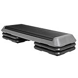 ZENY 43'' Exercise Aerobic Step Platform Adjustable Fitness Stepper with 4 Detachable Risers Fitness Workout Stepper for Home Gym Cardio Strength & Training (Grey)