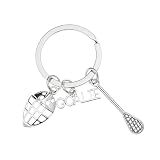 Lacrosse Goalie Keychain, Silver Charm Gift with Stick, Helmet, Goalie Text, Stainless Steel Sports Accessory for Lacrosse Coaches, Players, Birthdays, Tournaments, Team Events