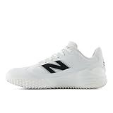 New Balance Men's Fresh Foam 3000 V7 Turf-Trainer Baseball Shoe, White Synthetic/Black, 12.5 M