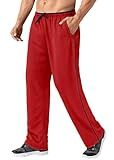 MAGNIVIT Men's Track Pants Quick Dry Jogging Pants Windbreaker Pant Open-Hem Red/Black