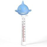 Pool Thermometer Floating, Water Temperature Thermometer with String, Large Size Easy Read & Shatter Resistant Pool Accessories for Outdoor & Indoor Swimming Pool, Spa,Ice Bath and Hot Tub (Shark)