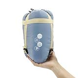 NewDoar Ultralight Backpacking Sleeping Bag - 50-70°F, 1.5lbs, Waterproof & Machine Washable, 2-Way Zipper for Teens,Couples,Women,Men Compact for Hiking/Camping (Blue,Medium)