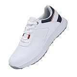 WOLFWAY Men's Spikeless Golf Shoes Waterproof Wears Golf Sport Sneakers Training Walking Shoe Size 11 (White 45)