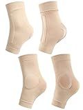 Geyoga 2 Pairs Ice Skating Socks for Women Figure Skating Protect Tendon Heel Ankle Padded Guards Sleeve Pad Ski Splints(Beige Color)
