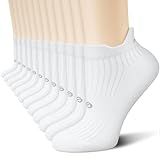 PAPLUS 6 Pairs Running Socks Men and Women - Cushioned Moisture Wicking Anti-Blister Mens Ankle Socks (white)