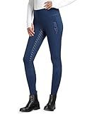 FitsT4 Sports Women's Winter Riding Breeches Fleece Lined Horse Riding Pants Tights Full Seat Silicone Equestrian Breeches Dark Blue Size L