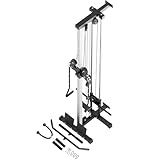 VANSWE Wall Mount Cable Station, 18 Positions Adjustable Dual Pulleys Wall Mounted Cable Machine with Removable Footplate