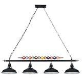 Mcacggo Billiard Pool Table Lights 4-Light, Black Matte Metal Shades | 50'' Pool Table Lighting for 7'-8' Table, Billiard Light Suitable for Billiards Room, Snooker Table, Kitchen Island