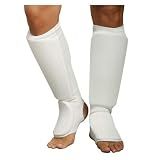 Cloth Shin & Instep Guard for Taekwondo, Martial Arts, MMA Foot Protective Gear Protector for Sparring (White, Child Large)