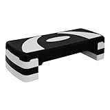 BalanceFrom Fitness Lightweight Portable Adjustable Height Workout Aerobic Stepper Step Platform Trainer with Raisers, Black/White