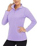 Boladeci Quarter Zip Women Long Sleeve Shirts for Women Sun Protection Swim Tops Purple Polo Sun Guard Water Golf 1/4 Zip Pullover