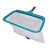 POOLWHALE Professional Pool Skimmer Net, Heavy Duty Swimming Leaf Rake Cleaning Tool with Deep Fine Nylon Mesh Net Bag - Fast Cleaning,Easy Scoop Edge,Debris Pickup Removal (No Pole)