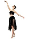 Yyuihri Women Lyrical Dance Costume,2Pcs Dance Dress Black Small