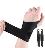 ERXHSCLP Wrist Wraps, Adjustable Support Brace with Thumb Loop, Compression Strap for Carpal Tunnel, Gym, Weightlifting, Sports,Running, tennis, badminton, basketball, skipping rope, cycling, typing on the keyboard 2 pieces(Black)