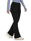 Cycorld Women's Snow Ski Pants Fleece Lined Waterproof Softshell Insulated Flare for Snowboarding Hiking Winter Outdoor(Black, 12)