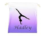 Bitt Sportswear Personalized Gymnastics Grip Bag with Split Handstand in Ombre Colors - Customized Bag with Crystals Option (Purple Ombre)