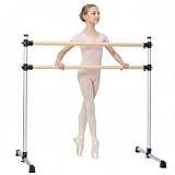 4 Ft Double Ballet Barre, Adjustable Freestanding Dance Bar with Carry Bag