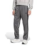 Adidas Mens 3-Stripes Tricot Regular Fit Open Hem Sportswear Track Pants, Solid Grey, Medium