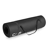 CAP Barbell High Density Exercise Mat with strap, 68"x24" 12mm (Black)