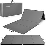 BalanceFrom 4-Panel Folding Gymnastics Mat w/ Built-In Handles, 10ft x 4ft - 2in Thick Vinyl Padding for Yoga, Aerobics, Pilates & Martial Arts, Non-Slip Surface & Velcro for Expansion