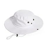 Cotton Sun Hat for Men and Women Wide Brim Foldable Sun Boonie Hunting Fishing Safari Bucket Hat(7 1/2 Size) White