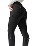 FitsT4 Sports Women's Horse Riding Pants Full Seat Equestrian Breeches High Waist Horseback Riding Tights with Pockets Black Medium