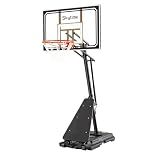 Skytime Basketball Hoop,Portable Basketball Hoop Outdoor with Shatterproof 44in PC Backboard,5.3-10ft Height Stepless Regulation Basketball Goal System with Rebound Plate，Black