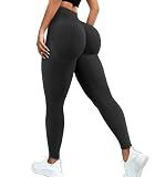 JGS1996 Cellulite Compression Scrunch Butt Lifting Leggings for Women Tummy Control High Waist Workout Gym Seamless Yoga Pant Black