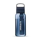 LifeStraw Go Series – BPA-Free Water Filter Bottle for Travel and Everyday Use Removes Bacteria, Parasites and Microplastics, Improves Taste, 1L Aegean Sea