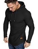 JMIERR Mens Muscle Hoodies Long Sleeve Athletic T Shirts, Black, L