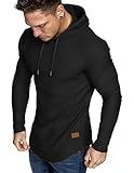 JMIERR Mens Fleece Hoodies Lightweight Muscle Long Sleeve T Shirts Casual Early Fall Fashion Gym Workout Athletic Longline Hooded Sweatshirts Pullover, US43(L), Black