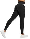 Ewedoos Scrunch Butt Lifting Leggings for Women with Pockets No Front Seam Compression Workout Gym Leggings Yoga Pants Black