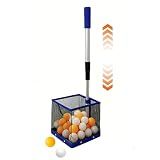 Adjustable Height Ping Pong Ball Picker Upper Hold 120 Balls Table Tennis Ball Picker, Portable Ping Pong Ball Collector for Training
