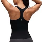 CRZ YOGA Butterluxe Workout Racerback Tank Tops for Women - Padded Athletic Spandex Yoga Shirts with Built in Bra Black Medium