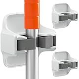 reliahom 3 Pack Broom Holder Wall Mount Mop Grippers No Drilling Self Adhesive Anti-Slip Mop Handle Hanger Dustpan and Broom Organizer Garage Storage Racks-White