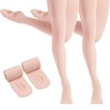 HETH Ballet Tights for Girls - Ultra Soft Dance Tights Convertible Pink Tight (Toddler/Kids,Large,2pcs)