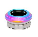 The Vault TV Velocity II Headset Neo Chrome - Aluminum Dust Cover, Smooth Spinning Lightweight Scooter Headset, 1 1/8" Bearing Size, Iconic Dual TV Logos