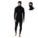 100% Merino Wool Base Layer Mens - Thermal Underwear, Beanie, Neck Gaiter (Large, 260 Black)
