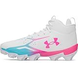 Under Armour Men's Spotlight Hammer Football Cleats, (101) White/Fresco Blue/Pink Rave, 11, US