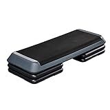 Yaheetech Aerobic Stepper, 4-6-8in Height-Adjustable Aerobic Exercise Step Platform Health Club Size w/Risers & Non-Slip Surface & Non-Marking Feet for Home Gym Workout & Training