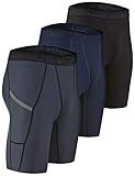 DEVOPS 3 Pack Men's Compression Shorts with Pocket