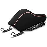 Snowmobile Cover Waterproof Sled Ski Cover with Reflective Strip, 300D Snowmobile Storage Cover, Fit Length 115''x 51''x 48'' Black