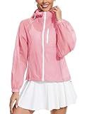 Avoogue SPF Light Jacket Protection for Women Long Sleeve Breathable Tennis Outfit Women Activewear Windbreaker Pink XL
