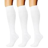 CHARMKING Compression Socks for Women & Men Circulation (3 Pairs) 15-20 mmHg is Best Support for Athletic Running Cycling (L/XL, White)