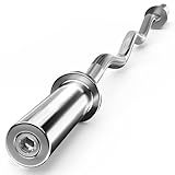 Holleyweb Olympic Barbell Curl Bar EZ Bar Strength Training Bar Threaded Chrome Barbell Bar for Weightlifting, Hip Thrusts, Squats and Lunges