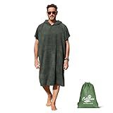 Catalonia Absorbent Surf Poncho Men Women, Quick Dry Towel Changing Poncho, Hooded Towel Poncho Adult, Changing Robe for Beach Surfing Swimming, Army Green