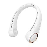 Morelax Neck Fan, USB Rechargeable Personal Fan, 3 Speeds Adjustable, Large air outlet Powerful Strong Wind, Adjustable, 360° Cooling, Super Quiet, No Blade Design, No Hair Twisting, Small, White