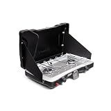 Coleman Triton+ 2-Burner Propane Camping Stove with InstaStart Ignition, Portable Camping Cooktop with 2 Adjustable Burners & Wind Guards, 22,000 BTUs of Power for Camping, Tailgating, Grilling